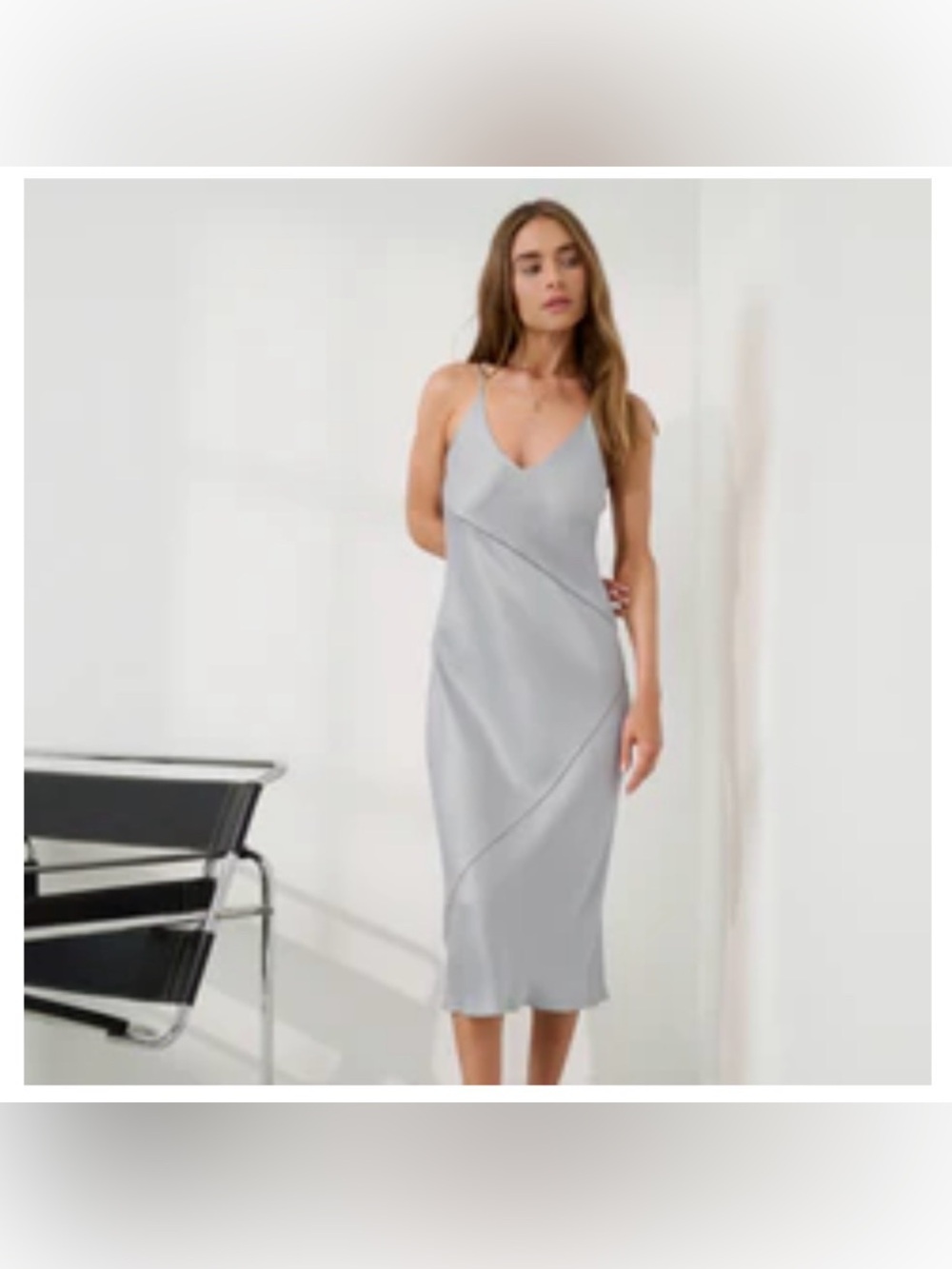 Lunya - Washable Silk Ladder Stitch Pieced Slip Dress - Dove Grey - size L